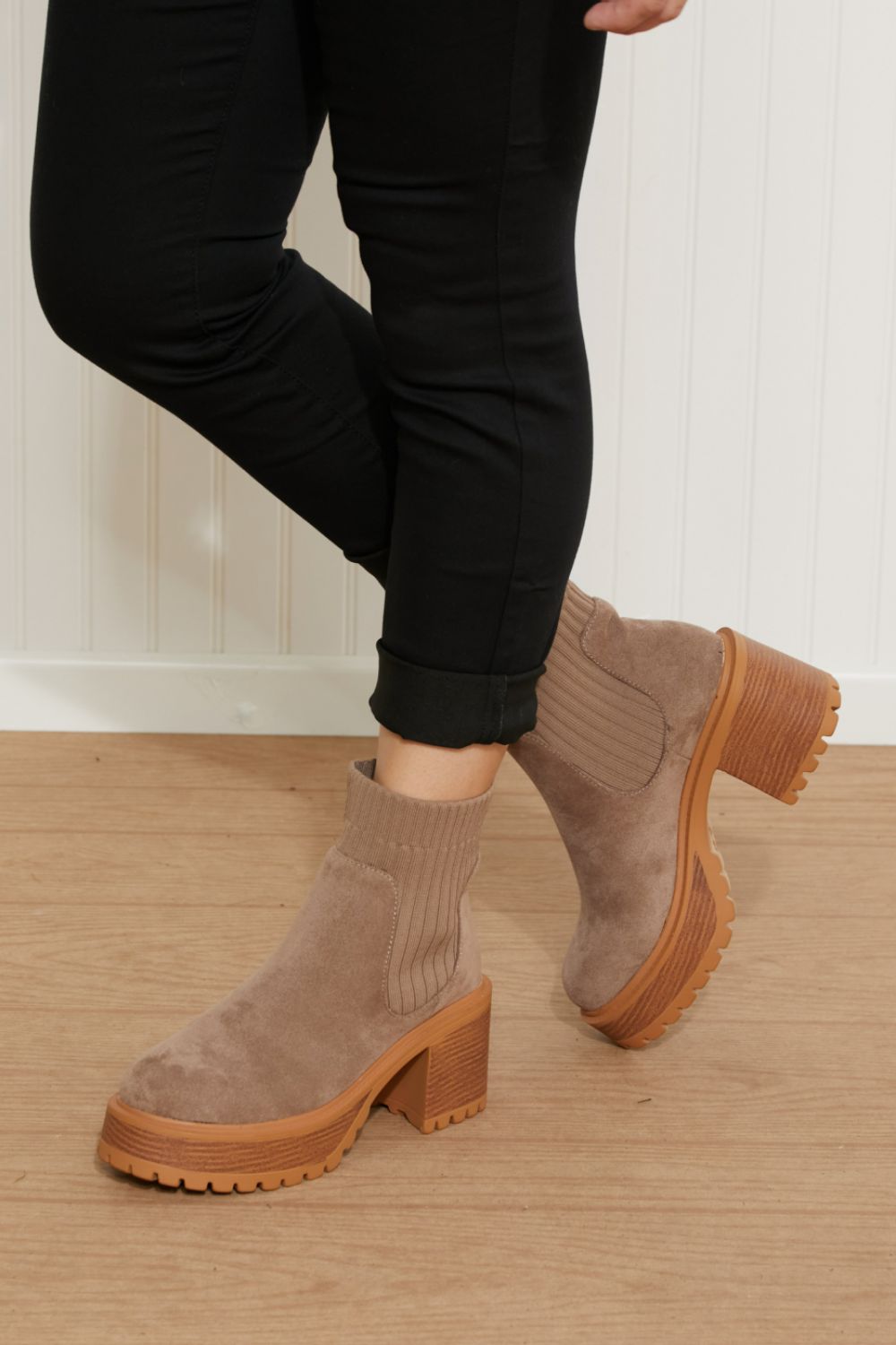 WeeBoo Strive For More Chunky Sole Sock Booties - Taupe / 6.5