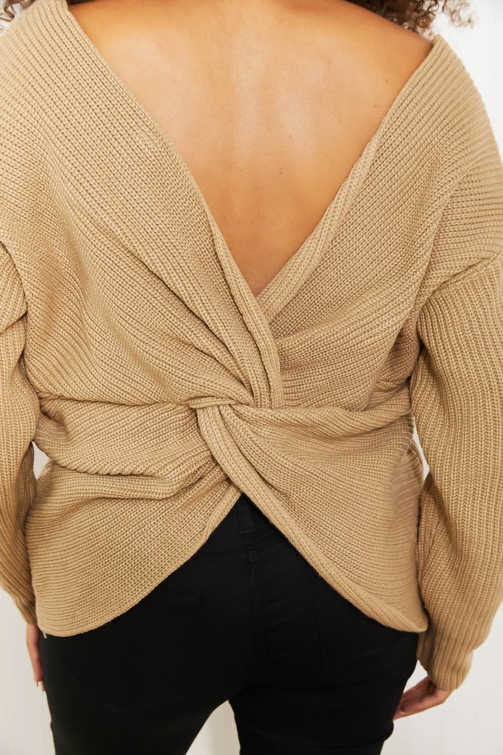 CY Fashion Just a Little Twist Open Back Sweater -