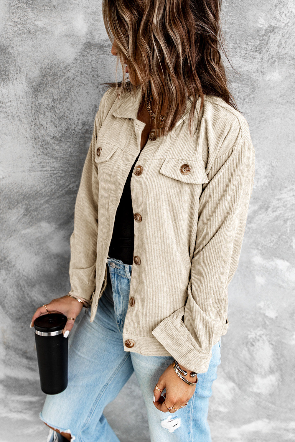 Corduroy Long Sleeve Jacket -