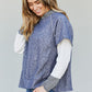 Sugarfox Full Size Contrast Faux Layered Exposed Seam Hoodie -