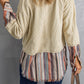 Striped Frayed Hem Corduroy Jacket -