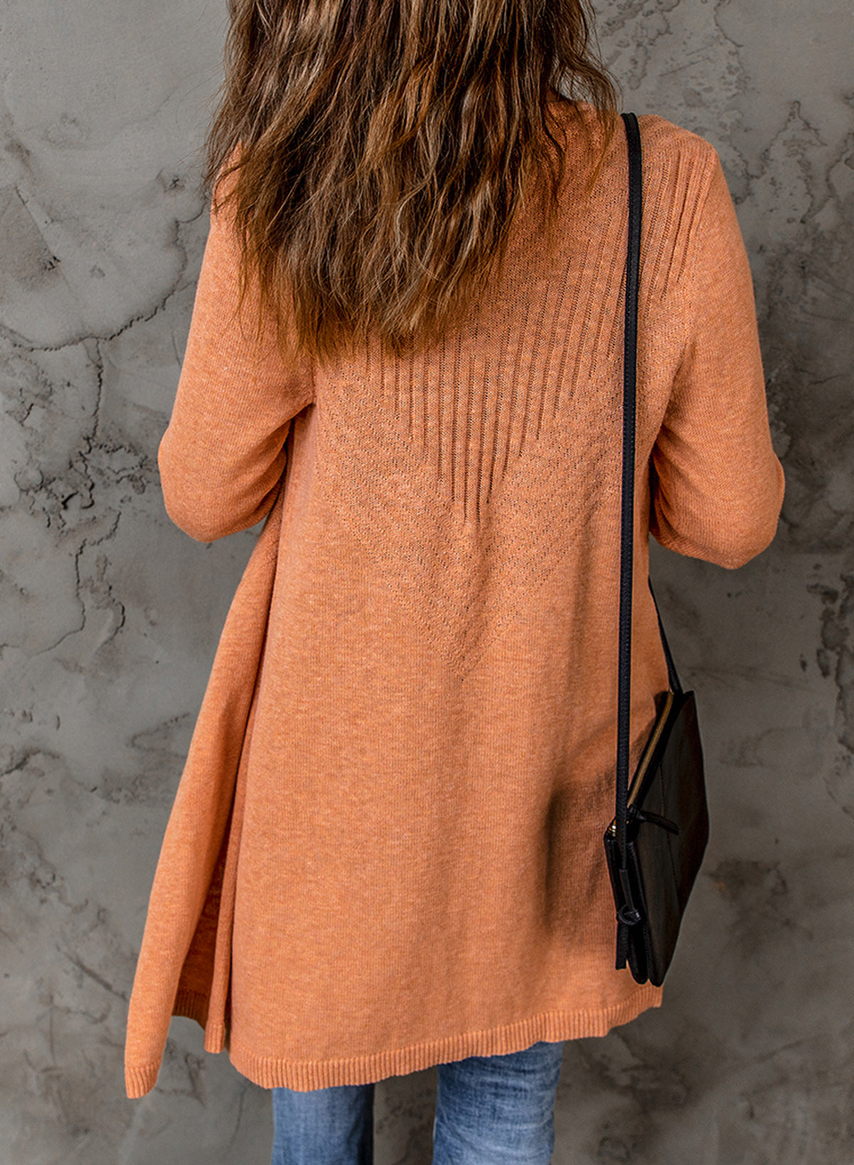 Ribbed Open Front Cardigan -