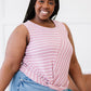 Zenana Just a City Girl Striped Twist Detail Tank in Light Rose -