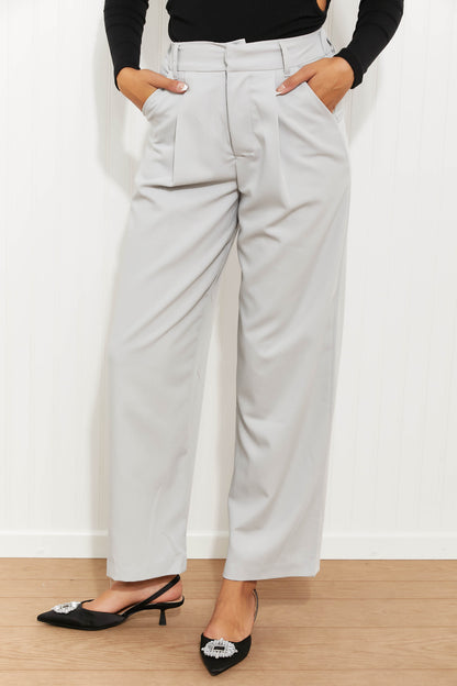 White Birch Ready to Slay High-Waisted Trousers - Grey / S