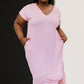 P & Rose Plot Twist T-Shirt Dress with Pockets in Rose -