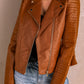 Ribbed Faux Leather Jacket -