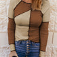 Color Block Exposed Seam Knit Top -