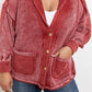 Zenana Autumn Breeze French Terry Button Front Jacket -