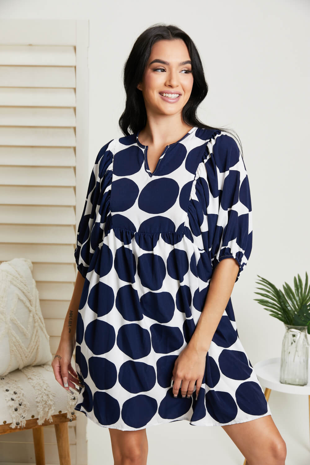 Ces Femme London Polka Dot Dress - Navy / S