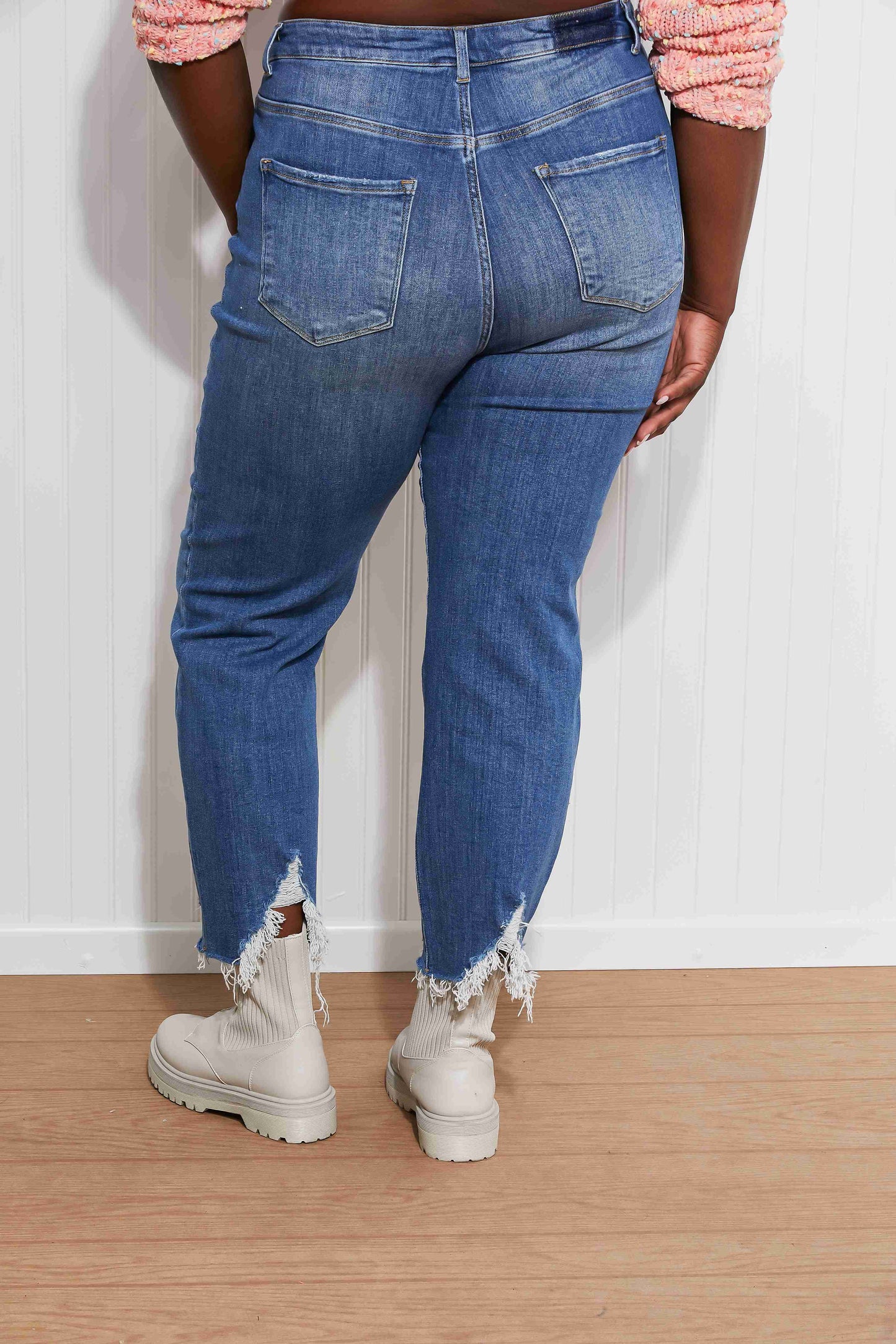 RISEN Anastasia Raw Hem Boyfriend Jeans -