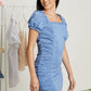 SHOPIRISBASIC Mon Amour Ruched Denim Dress -