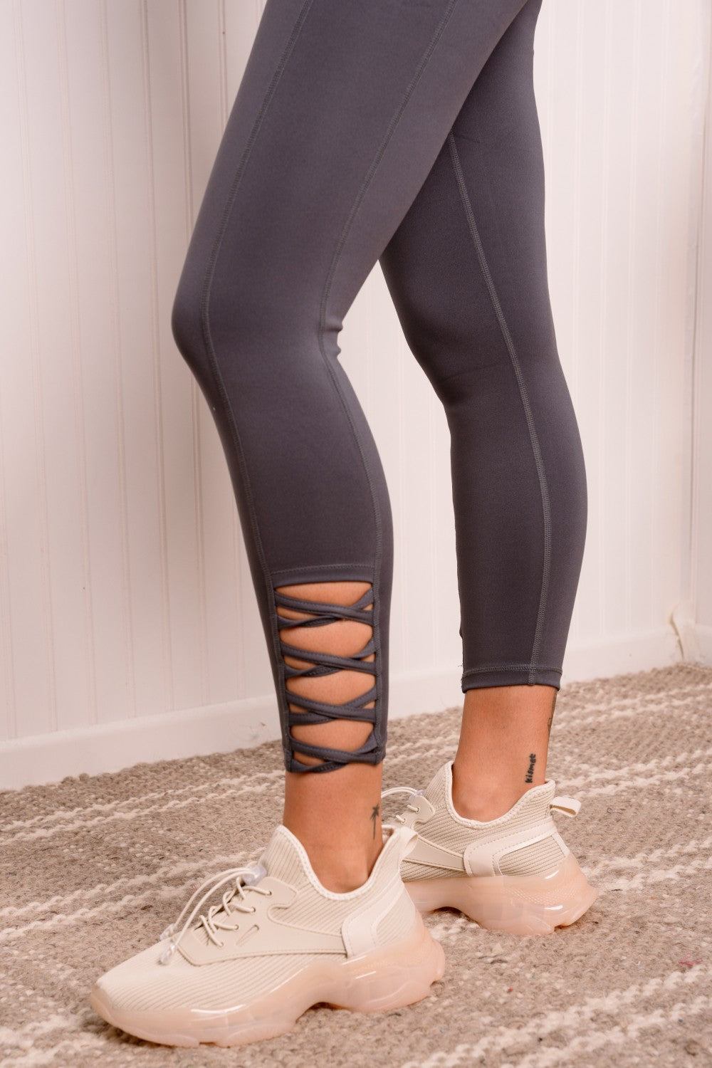 Yelete Full Size Crisscross Elastic Waistband Yoga Leggings -