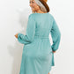 Scoop Neck Empire Waist Long Sleeve Mini Dress -