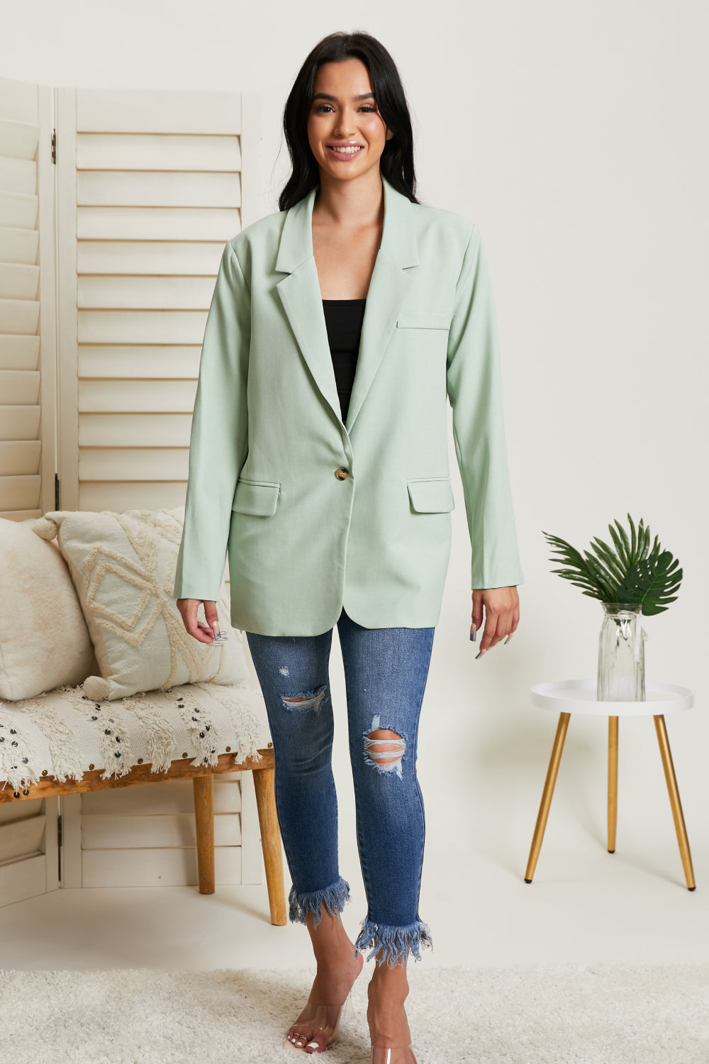 Trend Notes Self Made Blazer in Green -