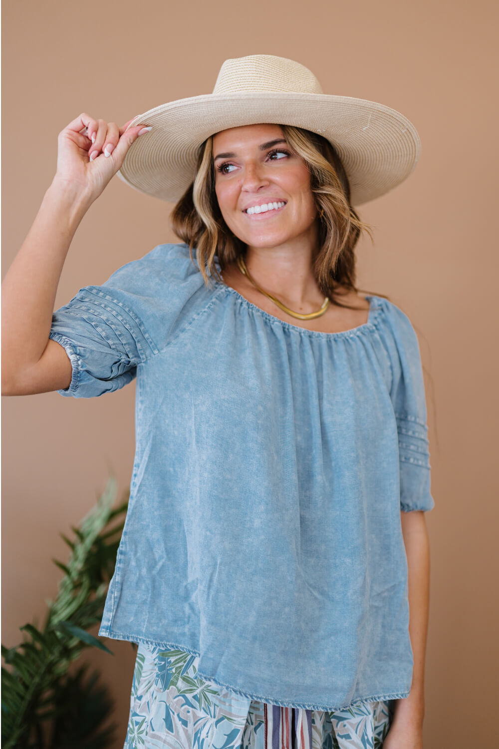 Doe & Rae Keep Me Close Chambray Top -