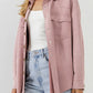 Suede Snap Front Dropped Shoulder Jacket -