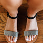 DDK The Extra Mile Rhinestone Sandals in Black -