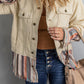 Striped Frayed Hem Corduroy Jacket -