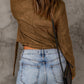 Vegan Suede Zip Detail Jacket -