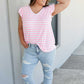 Sew In Love Illuminate the Way Striped Tee in Neon Pink -