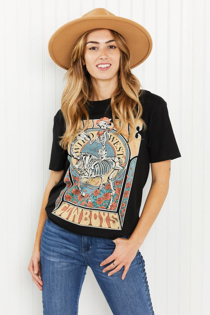 Lotus Fashion Long Live Cowboys Graphic Tee - Black / S