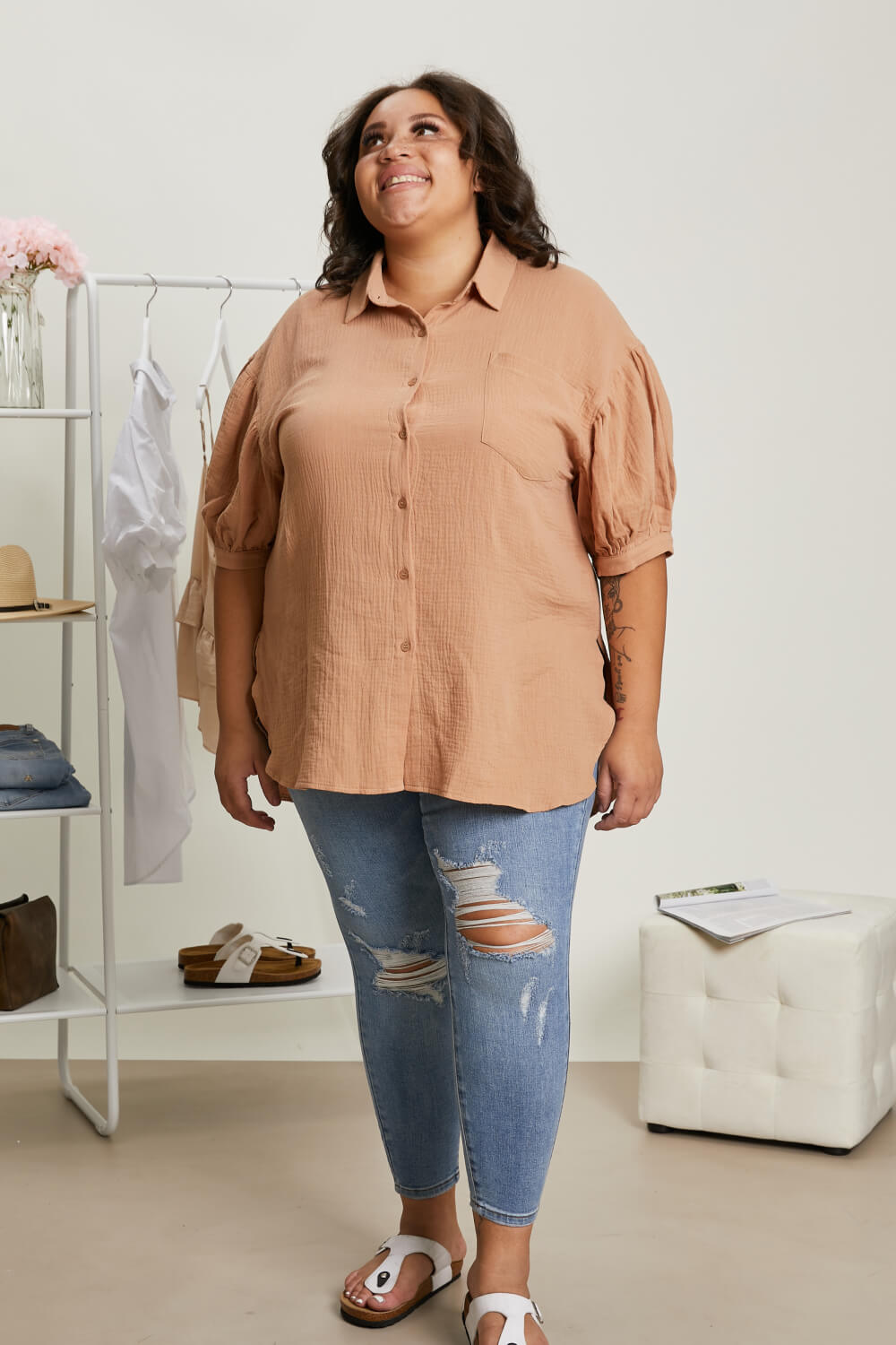 GeeGee La La Land Gauze Button-Up Tunic -