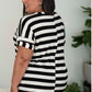 Sew In Love Out and About Striped Pocket Tee in Black and Ivory -