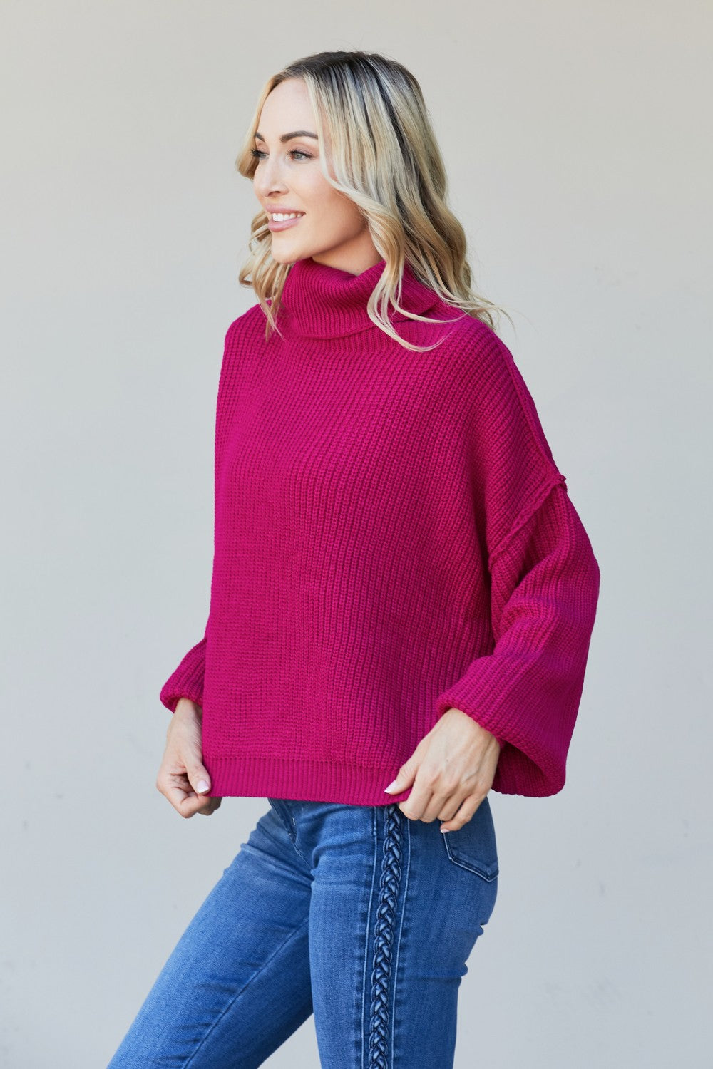 Zenana First Snow Ribbed Turtleneck Sweater -