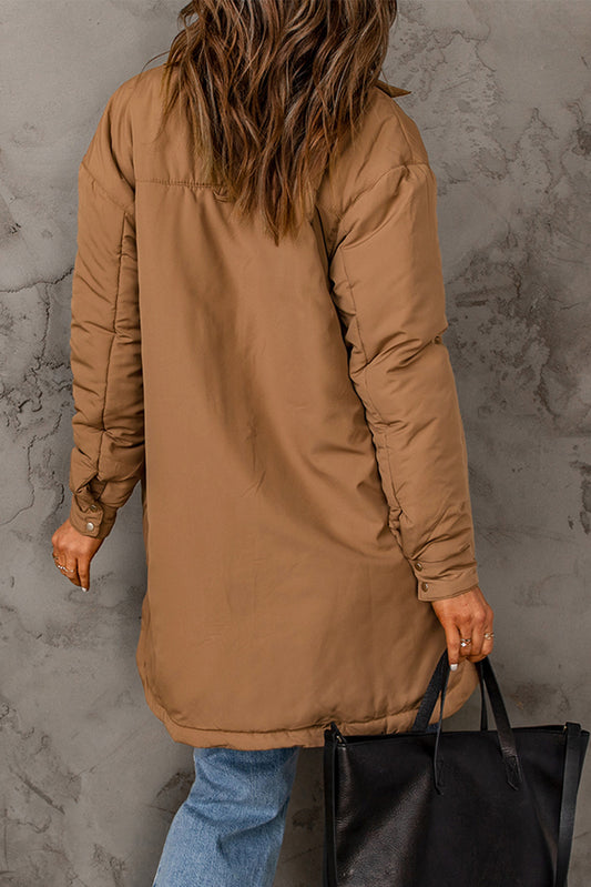 Snap Down Side Slit Jacket with Pockets -