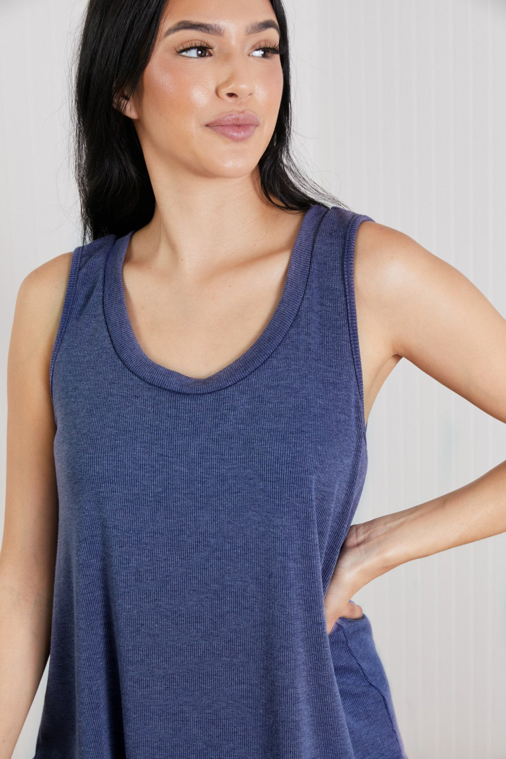 Sew In Love Never a Dull Moment Racerback Tank in Denim Color -