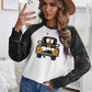 Halloween Car Graphic Camo Raglan Sleeve Sweatshirt - White / S