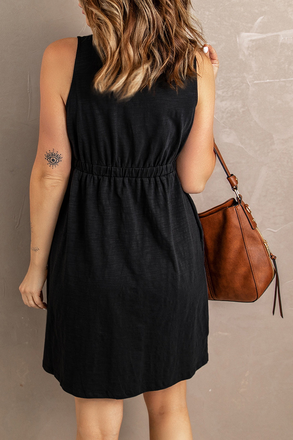 Sleeveless Button Down Mini Dress -