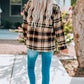 Plaid Button Front Shirt Jacket with Breast Pockets -