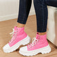 Berness Stick To It Platform Lace-Up Booties in Pink -