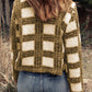 Plaid Open Front Sherpa Jacket -