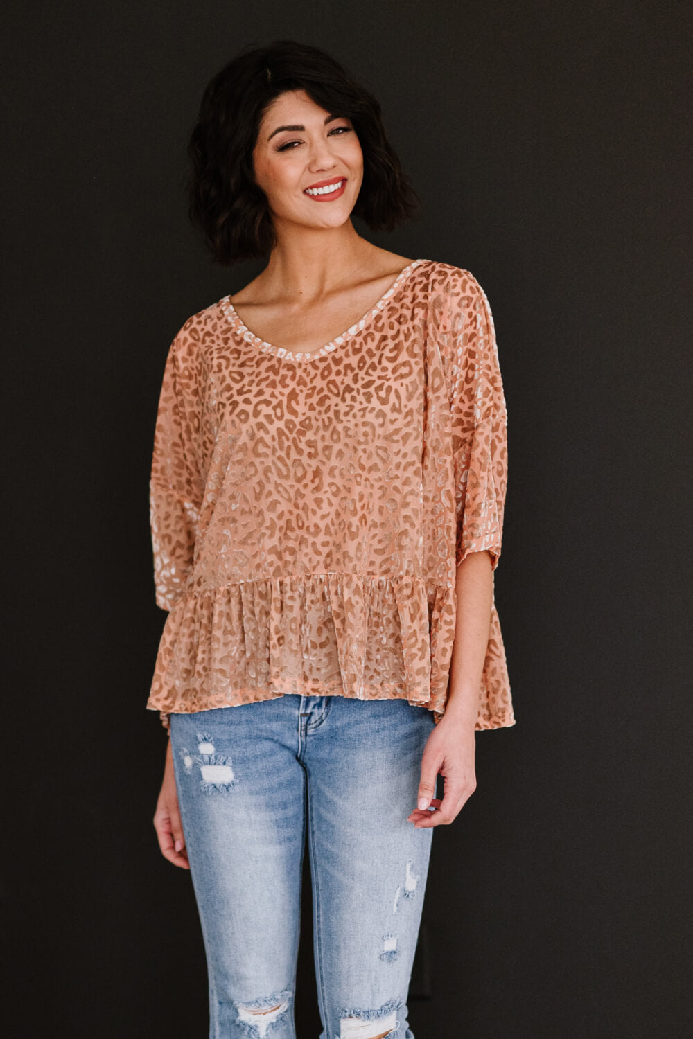 Cheers to You Leopard Burnout Top -