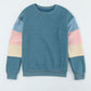 Color Block Ribbed Trim Sweatshirt - Blue / S