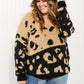 CY Fashion Full Size Leopard V-Neck Fuzzy Sweater -