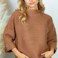 White Birch Full Size Horizontal-Ribbing Sweater in Chestnut -