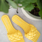 Weeboo Cakewalk Woven Square Toe Slides in Yellow -