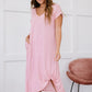 P & Rose Plot Twist T-Shirt Dress with Pockets in Rose -