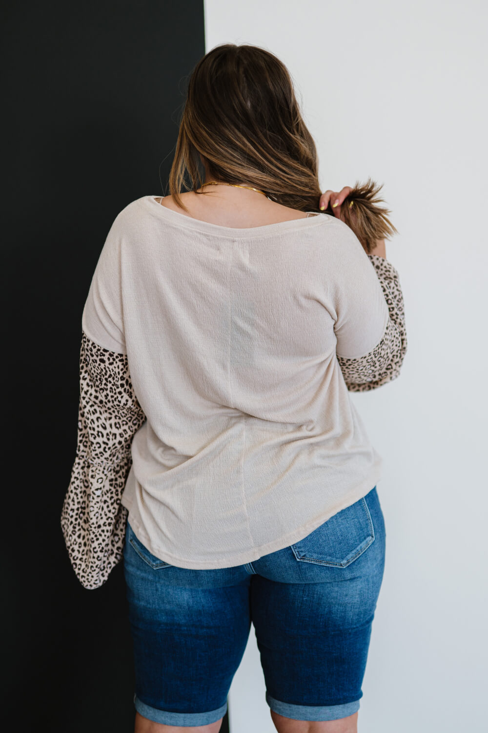 Aspire to Inspire Leopard Bell Sleeve Top -