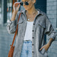 Textured Button Down Shirt Jacket with Pockets -