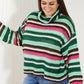 Davi & Dani Midwest Striped Turtleneck Tunic Sweater -