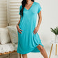 P & Rose Plot Twist T-Shirt Dress with Pockets in Seafoam -