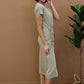 Doe & Rae Romance Language Ruched Midi Dress -