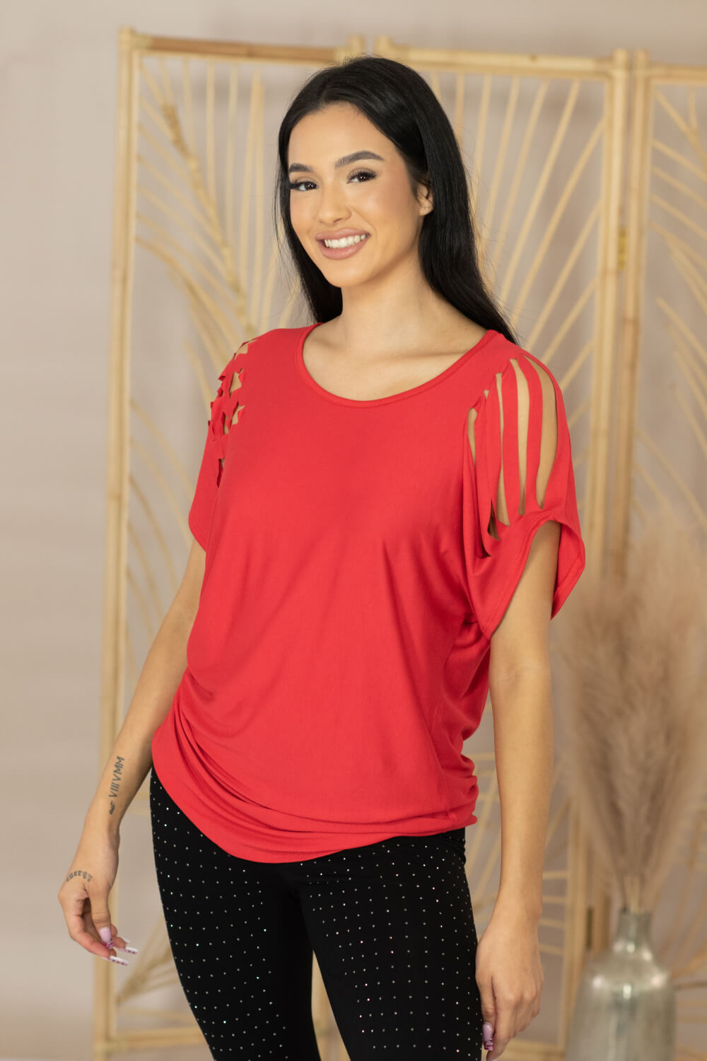 e. Luna Brave and Free Star Laser Cut Top -