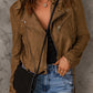 Vegan Suede Zip Detail Jacket -