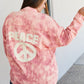 Davi & Dani Peace Sign Tie-Dye Embroidered Patch Shacket -