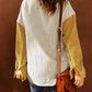 Color Block Button Front Corduroy Shirt Jacket -